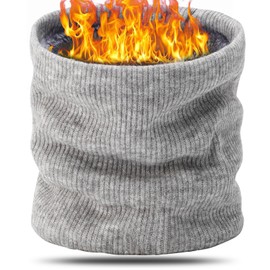 BARFULKER Winter Neck Tube Men Women Warm Lined Knitted Scarf Ski Neck Warmer Face Scarf Fleece Loop Scarf Windproof Face Mask Unisex Light Grey, lightgrey