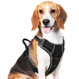 Joytale Step-in Mesh Dog Harness, No Pull Dog Harness, Anti-Escape Dog Reflective Harness, Adjustable Soft Breathable Padded Pet Vest for Everyday Walking and Training for Medium Dogs, Black,M