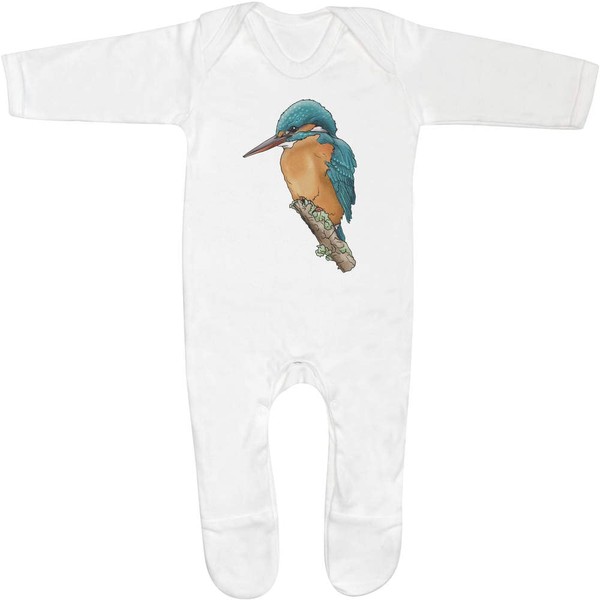 Azeeda 0-3 Month 'Kingfisher' Baby Romper Jumpsuit/Sleep Suit (SS00035695) White