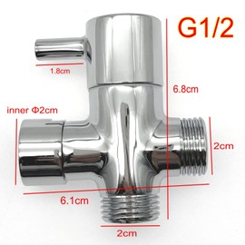 JZK 3-Way Shower arm Diverter Valve 1/2 inch, Brass Shower Head Splitter 3 Way, G1/2 Metal Shower Diverter Valve Replacement with Rubber washers, Shower Adapter Flow Diverter