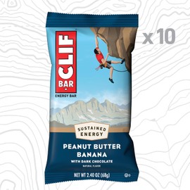 Clif Bar - Peanut Butter Banana with Dark Chocolate Flavor - Made with Organic Oats - 10g Protein - Non-GMO - Plant Based - Energy Bars - 2.4 oz. (10 Pack)