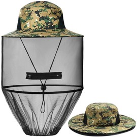 AOGOE Mosquito Head Net Hat, Mosquito Hat with Removable Netting, Bee Keeper Hat, Anti-Mosquito Fishing Hat, Camping Mosquito Hat, Midgie Face Cover, Portable Midge Head Net Hat for Outdoor Hiking