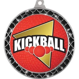 Kickball Black Trellis Medal Silver, 2.5" Kickball Prizes, Kids Kickball Trophy Medal Awards 5 Pack Prime