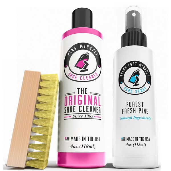 Pink Miracle Fresh Foot Shoe Deodorizer Spray and Shoe Cleaner 4 oz. Bundle