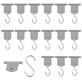 Rojuna RV Awning Hook Accessory Hangers, 16 Pairs S-Shaped Hooks, Plastic & Metal, Minimalist Style, Gray, 15 lbs Weight Capacity, Camping, Tents, RVs, Caravans, Indoor & Outdoor Decoration