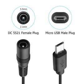 YAODHAOD DC 5.5mm x 2.1mm to Micro USB Power Cord, 5V 1A DC 5521 Female to USB Micro Male Plug Charging Cable for LED Desk Lamp, Small Fan Etc Other Micro USB Port Equipment (2Pcs)