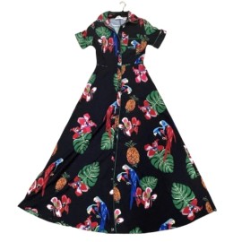 Mango Tropical Floral Dress Maxi Floral Dress Summer Resort Dress Short Sleeve Mango
