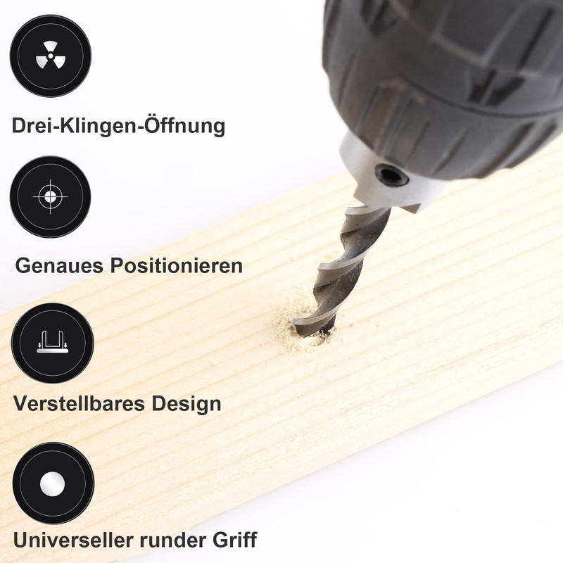 KEWAYO HSS 5 Flute Countersink Drill Bit Set Screwdriver Reamer