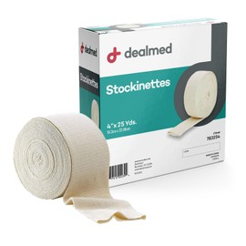 Dealmed Cotton Stockinette, 4” x 25 yds, Tubular Bandage Sleeve, Comfort Breathable Dressing for Skin Protection, Compression, Casts, Edema and Lymphedema Support (1 Roll)