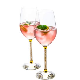 Wine Glasses- Crystal Stemmed Glassware Set (Gold)