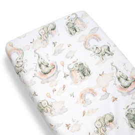 Baby Safe Next To Me Fitted Sheet Crib Mattress Protector 120 x 60 cm, 100% Organic Cotton OEKO-TEX Certified Mattress Protector Children|Elephant