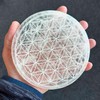 NKlaus Selenite Plate 14.5 cm with Engraving Flower of Life