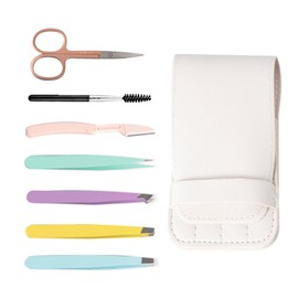 WUBAYI Tweezers for Facical Hair Women 7Pcs, Professional Stainless Steel Eyebrow Tweezers Kit for Man & Women, Tweezers Set for Eyebrow/Ingrown Hairs/Splinter/Facial Hair Removal