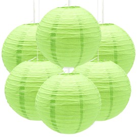 Ruidee Pack of 6 Paper Lanterns Round Lampshade Wedding Party Decoration Paper Lamps for Wedding Party Birthday Decoration (Green)