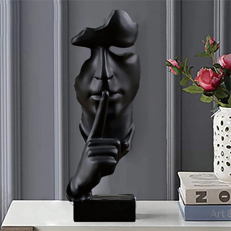 Tibeoyad Decorative Statue, Silence is Gold Statue Office Shelf Table