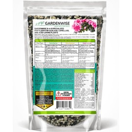 GARDENWISE 8-4-8 Acidic Fertilizer for Azaleas, Camellias (Camelia), Hydrangeas, Blueberries, Gardenias, Magnolia Trees, Evergreens, and Rhododendrons - Ideal Iron-Rich Plant Food (1/2 Quart)