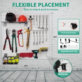 Slatwall Panel 4x2 ft Garage Mounted Storage, White Slat Wall Paneling Garage Organizers Storage, Peg Board Tool Organization PVC Wall Panels, Garage Slat Wall Storage Systems Pegboard Wall Organizer