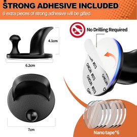 PHIXBEAR Black Hat Rack, Hat Hooks, for Wall/Door/Closet (4 PCS)