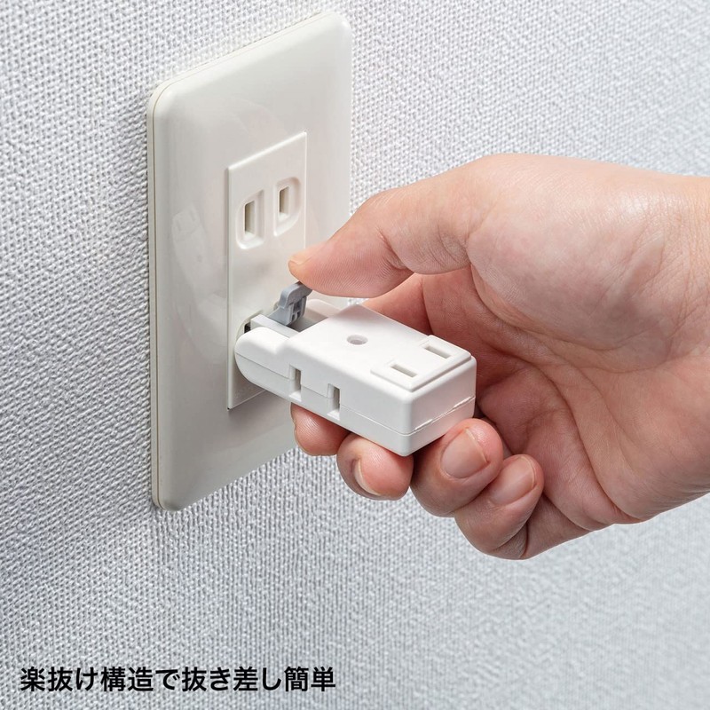 Sanwa Supply TAP-B57W Power Tap, 3 Outlets, 2 Pins, Easy