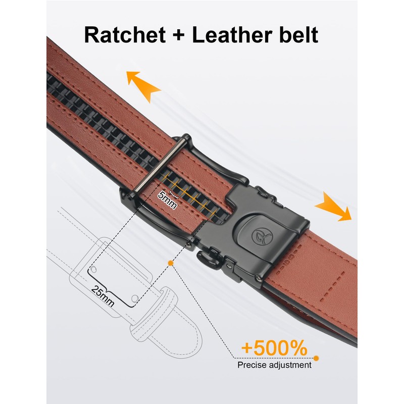 JUKMO 1.5" (38mm) Leather Ratchet Belt for Men in Gift