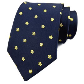 Corbata de colores sólidos para hombre, patrón jacquard, formal, negocios, varios colores, Azul marino, amarillo, Talla única