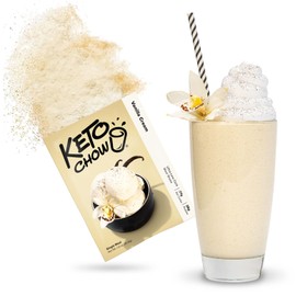 Keto Chow Vanilla Cream - Keto Meal Replacement Shake Powder - Nutritionally Complete - Low Carb - Delicious Easy Meal Substitute - Protein Rich & Dairy Free - Single Meal Serving