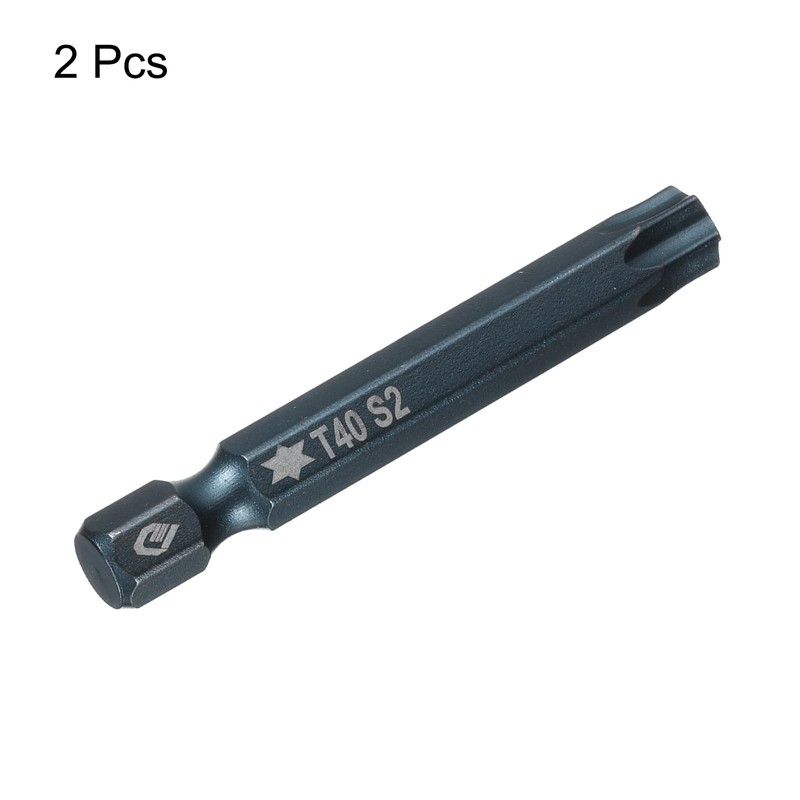 sourcing map 2pcs T40 Torx Screwdriver Bit 1/4" Hex Shank