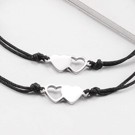 SUNSH 2/3pcs Best Friends Bracelet Friendship BFF Beasts Couple Distance Matching Adjustable Relationship Bracelets Gifts for Him His Girlfriend Boyfriend, Stainless Steel