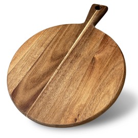 Wood Pizza Peel, 12 inch Cutting Board, Cheese Paddle Board, Bread and Crackers Platter for Serving and Minor Food Prepare with Handle Lightweight Smooth Pizza Paddle Plate and Serving Board