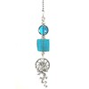 Glass Teal Green-Blue Silver Dragon Ceiling Fan Pull/Light Pull Chain