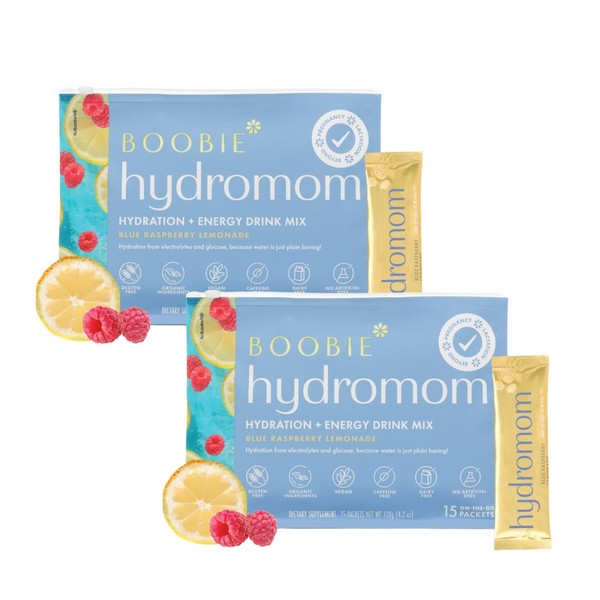 Boobie Brands Boobie Hydromom Superfood Electrolyte Drink Mix, Blue Raspberry