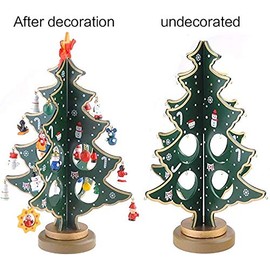 GEEDIAR Wooden Christmas Tree 3D DIY Creative Miniature Ornaments Festival Party Xmas Tree Table Desk Decoration Xmas/Christmas Best Gift -30cm (Green)