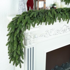 6Ft Christmas Garland Realistic Fuller,Natural Droopy,Lifelike Xmas Green Pine Cedar Mantle Garland for Table Mantle Wall Yard Fireplace Staircase, Garlands for Decoration Christmas Indoor Outdoor