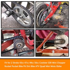 HOLATO T8F Drive Chain 134 Links for 2 Stroke 43cc 47cc 49cc 50cc Coolster SSR Mini Chopper Rocket Pocket Bike Pit Dirt Bike ATV Quad Mini Moto Ebike Heavy Duty Parts