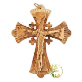 Jerusalem Wall Cross Made of Olive Wood. Holy Land incense in glass- Makes a perfect gift for baptism/christening/baby shower favors or gift