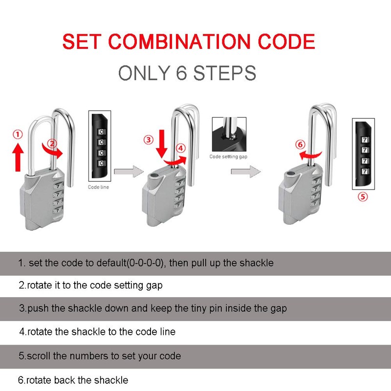 Disecu 4 Digit Combination Lock 2.5 Inch Long Shackle Outdoor