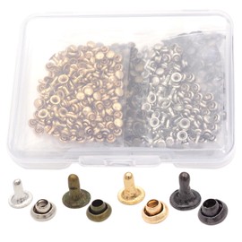 Youmeizer 400 Pairs Micro-Sized Metal Leather Rivets, for Leather Crafting, DIY Accessories, Shoe Repair, Bag Making, and Fabric Reinforcement (4 Colors Mixed, 3mm/0.12 ")