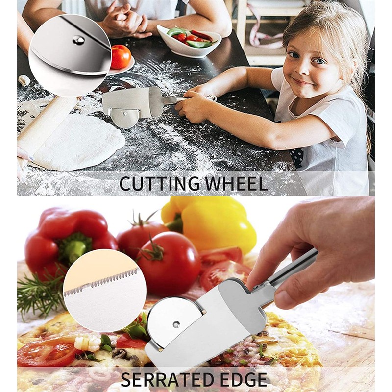 K KIRKWOOD KITCHEN Pizza Cutter, 3-in-1 Stainless Steel Pizza Cutter