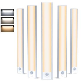 TRUMPETS TRUMPETS 30 cm under-cabinet kitchen LED, 3000 mAh cabinet lighting with motion sensor 3 colors, wardrobe lighting for kitchen, cupboard, shelves, display cabinets [Energy Class G] (5 pieces | B)
