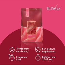 Italwax Rose - 500g / 1.1lb - Hard wax beads for hair removal - Natural formulation ideal for all skin type - Unscented - Recommended for Bikini Area and Armpits