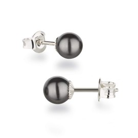 Schöner - SD Women's Stud Earrings, 925 Silver, with Round Beads, 6 mm, Multi-Coloured, Silver