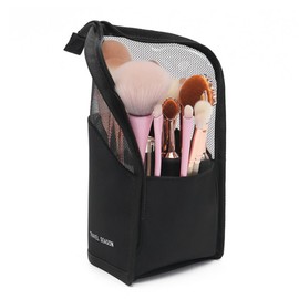 YFFSFDC Makeup Brush Case, Cosmetic Brush Holder, Large Capacity, Brush Stand, Cosmetic Brush, Pen Holder, Pen Case, Small Items, Lightweight, Portable, For Business Trips, Travel, Storage Bag (Black)
