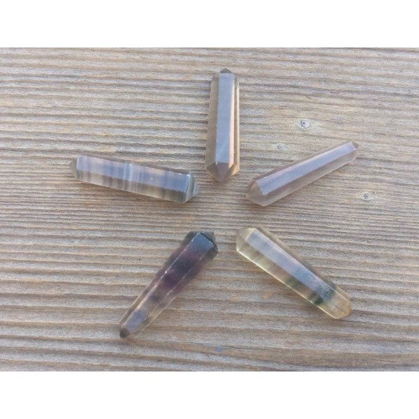 NATURAL FLUORITE DOUBLE TERMINATED GEMSTONE CRYSTAL PENCIL POINT (ONE)