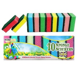 HOMESmith Dish Washing Sponge, Foam, Mix Colours, Pack of 10