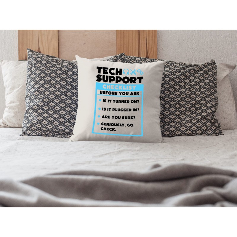 Funny IT Cushion Cover -Tech Support Checklist Funny Sysadmin Scatter