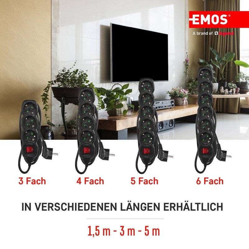 EMOS - 5-way power strip 1,5m - with switch -