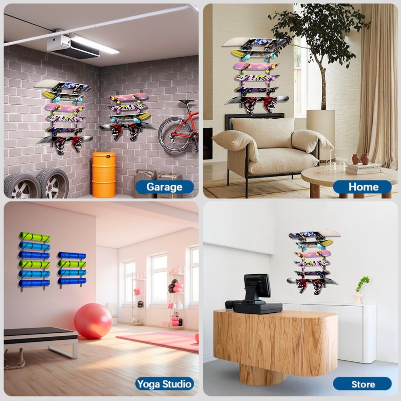 DEYOFA Skateboard Rack Wall Mount – Skateboard Wall Hanger, Snowboard