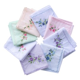 La closure Vintage Floral Cotton Embroidered Ladies Handkerchiefs 9PCS