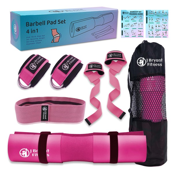 J Bryant Barbell Pad Set with 2 Ankle Straps for