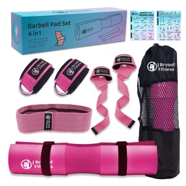 J Bryant Barbell Pad Set with 2 Ankle Straps for Cable Machines, Hip Resistance Band, Weight Lifting Straps, Thick Cushion Hip-Thrusts Pad with Carry Bag for Squats Bench Press Workout